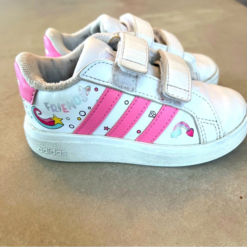 Adidas x Disney Minnie Mouse Grand‎ Court Trainers Sneakers Baby toddler Sz 7 - Picture 3 of 12